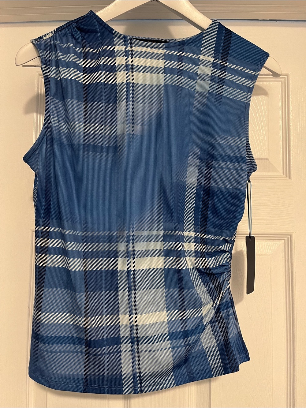 RACHEL Rachel Roy Blue Plaid Sleeveless Tank Top